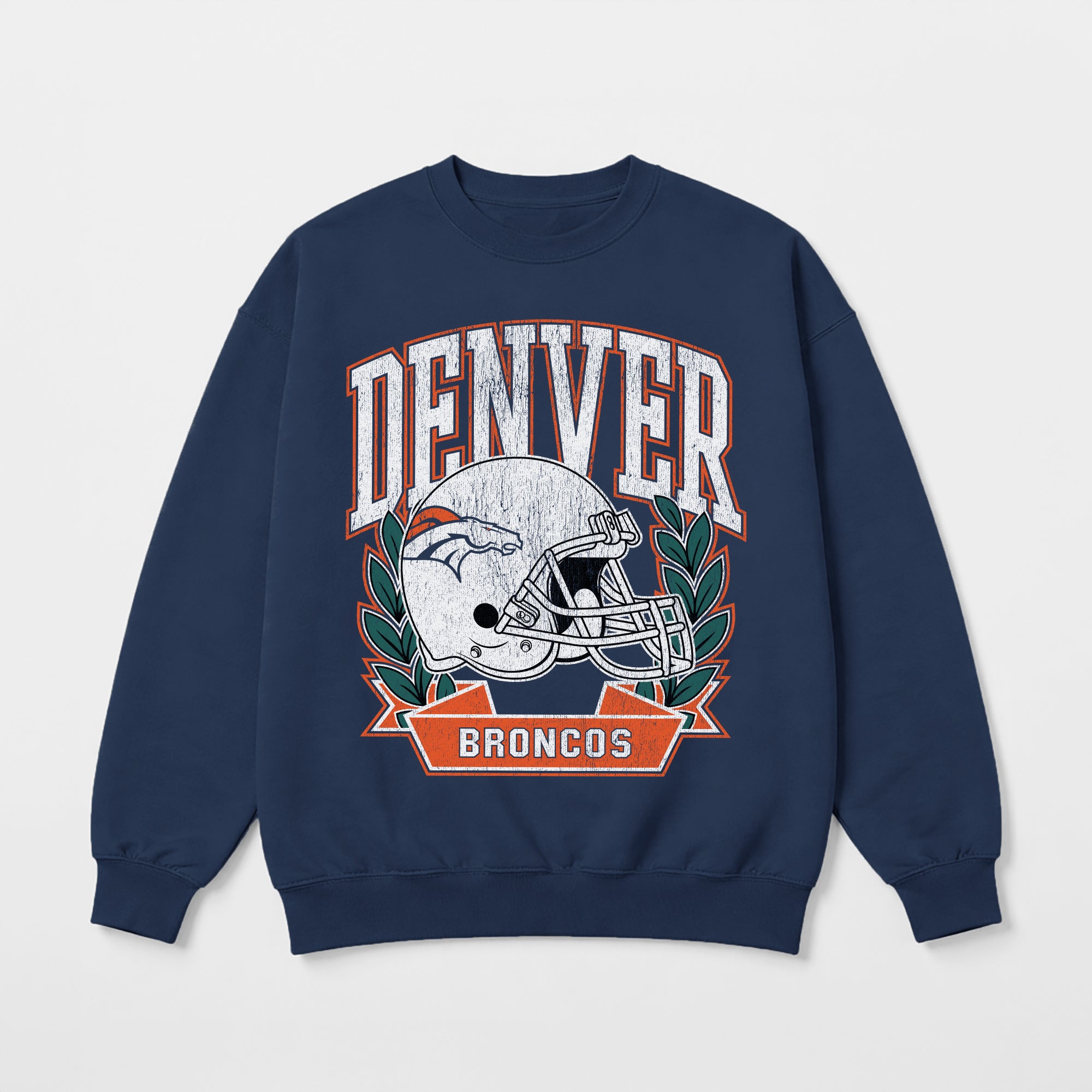 DENVER BRONCOS CLASSIC ARCHIVES PREMIUM FLEECE DROP SHOULDER CREWNECK PULLOVER