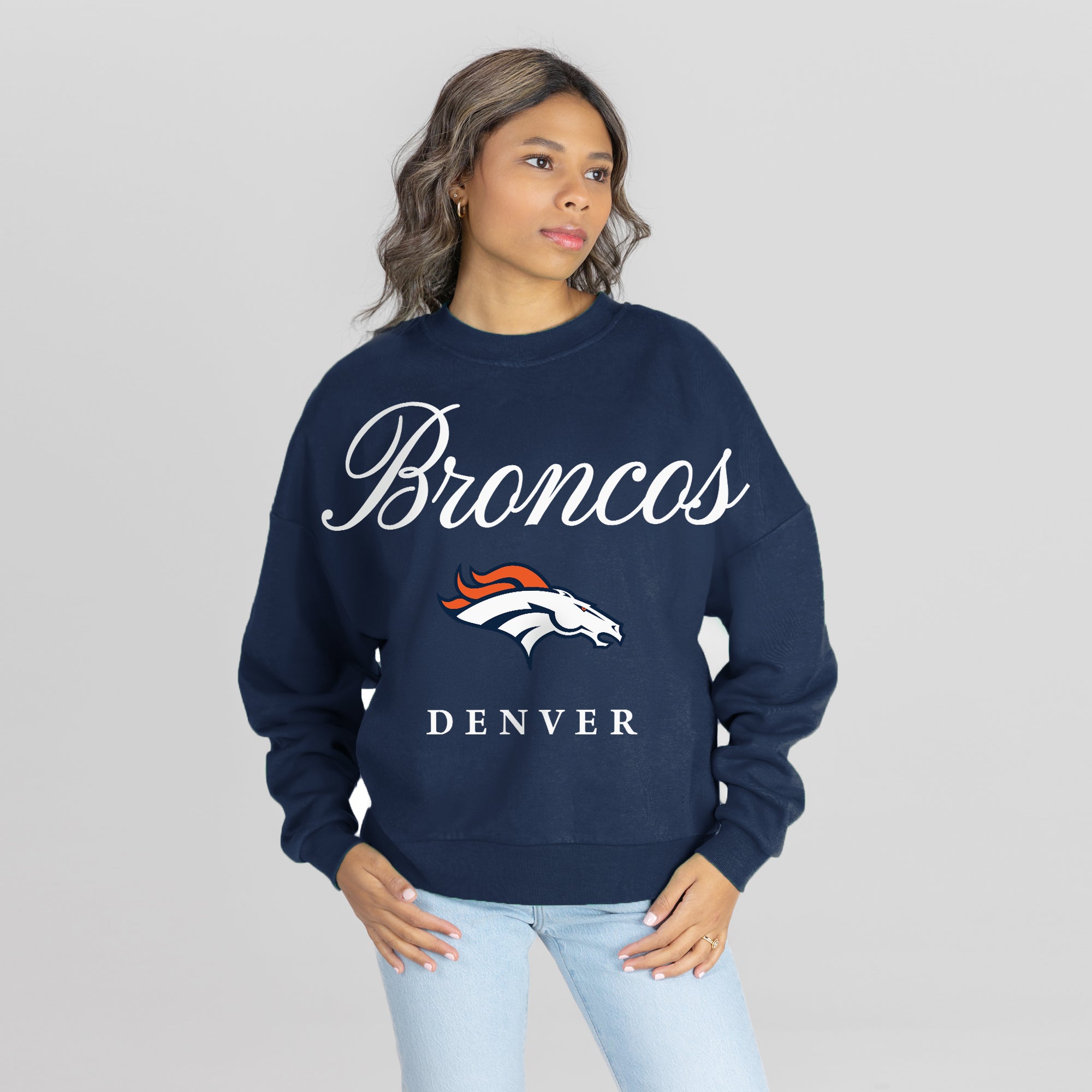 DENVER BRONCOS LEGACY CLUB PREMIUM FLEECE CREWNECK PULLOVER