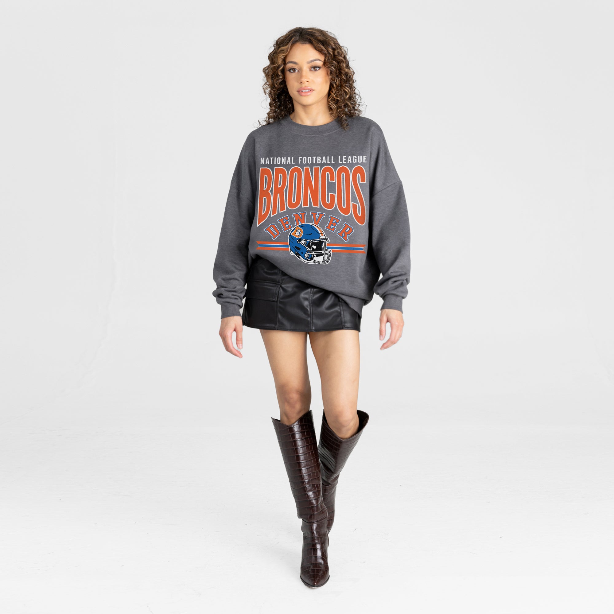 DENVER BRONCOS KICKOFF CLASSIC PREMIUM FLEECE DROP SHOULDER CREWNECK PULLOVER