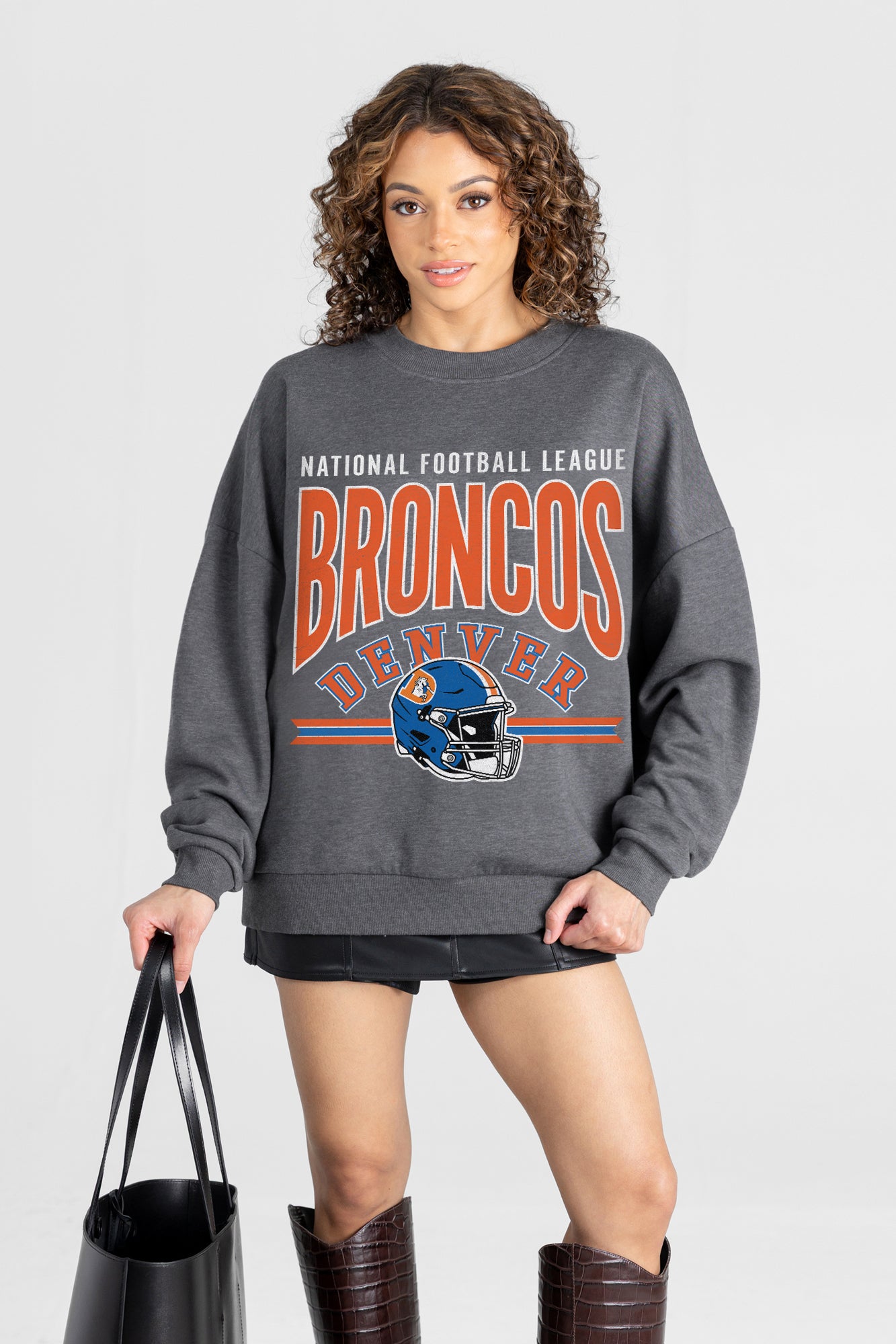 DENVER BRONCOS KICKOFF CLASSIC PREMIUM FLEECE DROP SHOULDER CREWNECK PULLOVER
