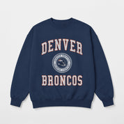 DENVER BRONCOS PRIME PLAY PREMIUM FLEECE DROP SHOULDER CREWNECK PULLOVER