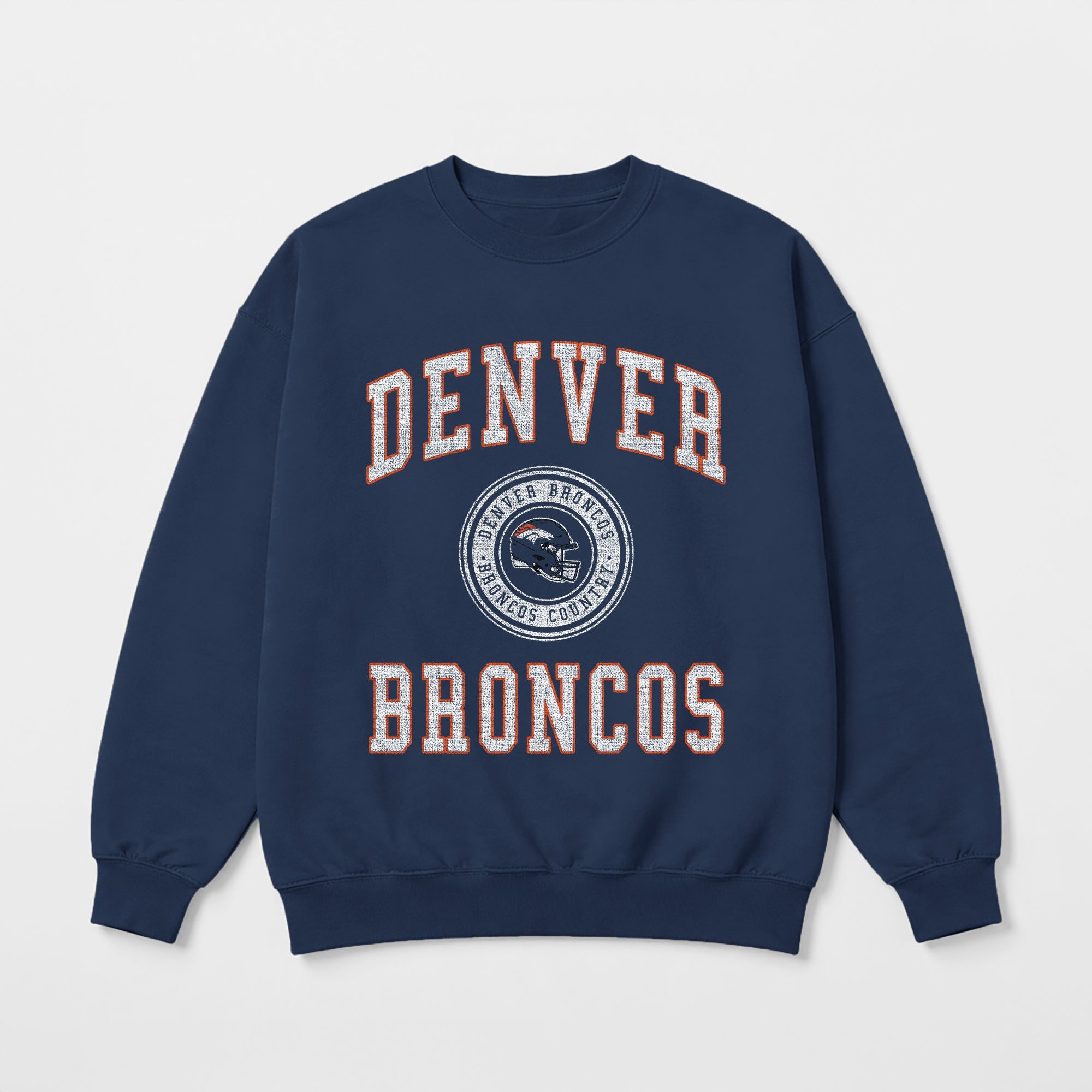 DENVER BRONCOS PRIME PLAY PREMIUM FLEECE DROP SHOULDER CREWNECK PULLOVER