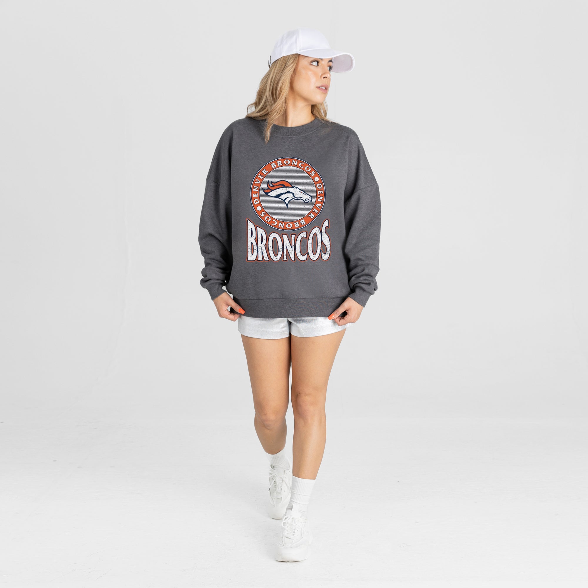DENVER BRONCOS SATURDAY SEAL PREMIUM FLEECE DROP SHOULDER CREWNECK PULLOVER