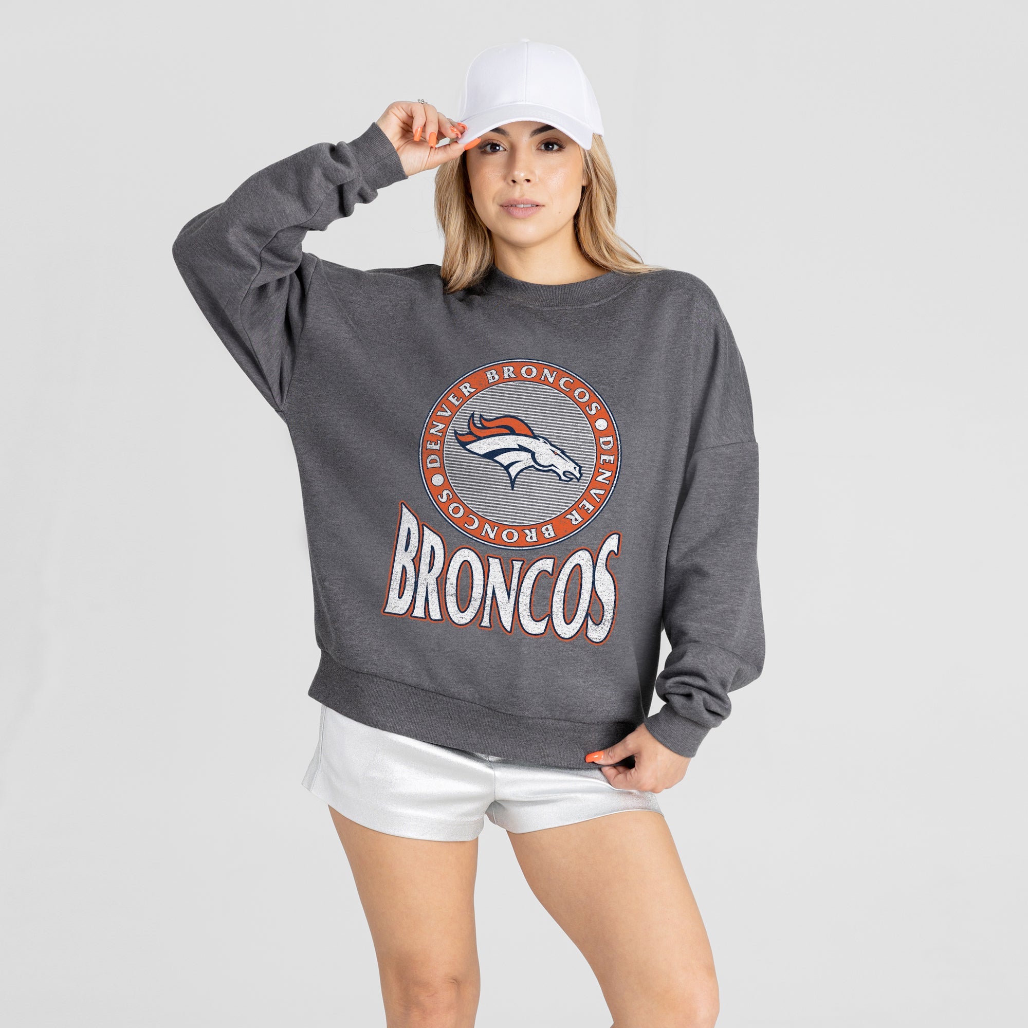 DENVER BRONCOS SATURDAY SEAL PREMIUM FLEECE DROP SHOULDER CREWNECK PULLOVER