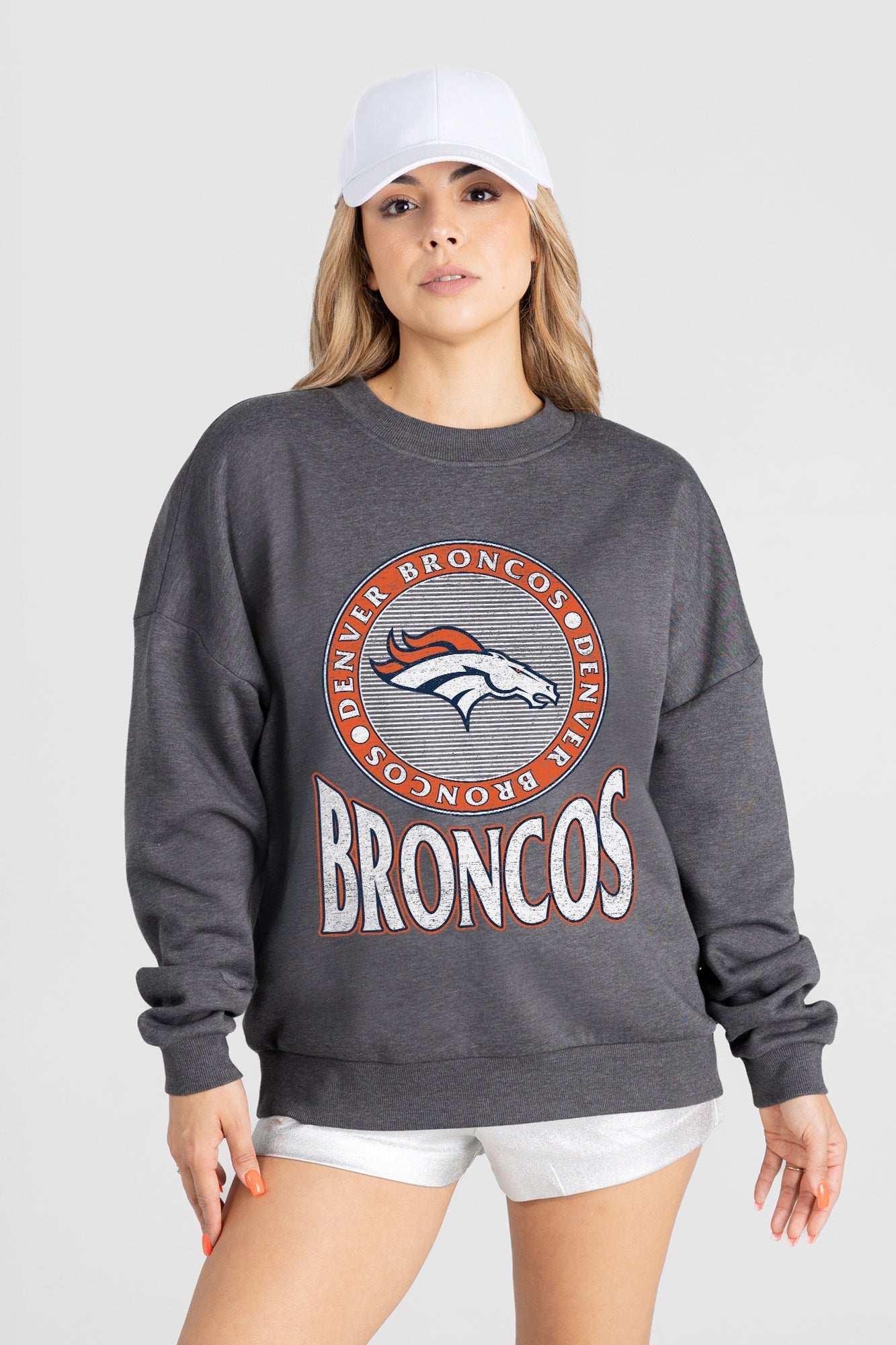 DENVER BRONCOS SATURDAY SEAL PREMIUM FLEECE DROP SHOULDER CREWNECK PULLOVER