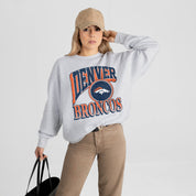 DENVER BRONCOS GAME ON PREMIUM FLEECE DROP SHOULDER CREWNECK PULLOVER