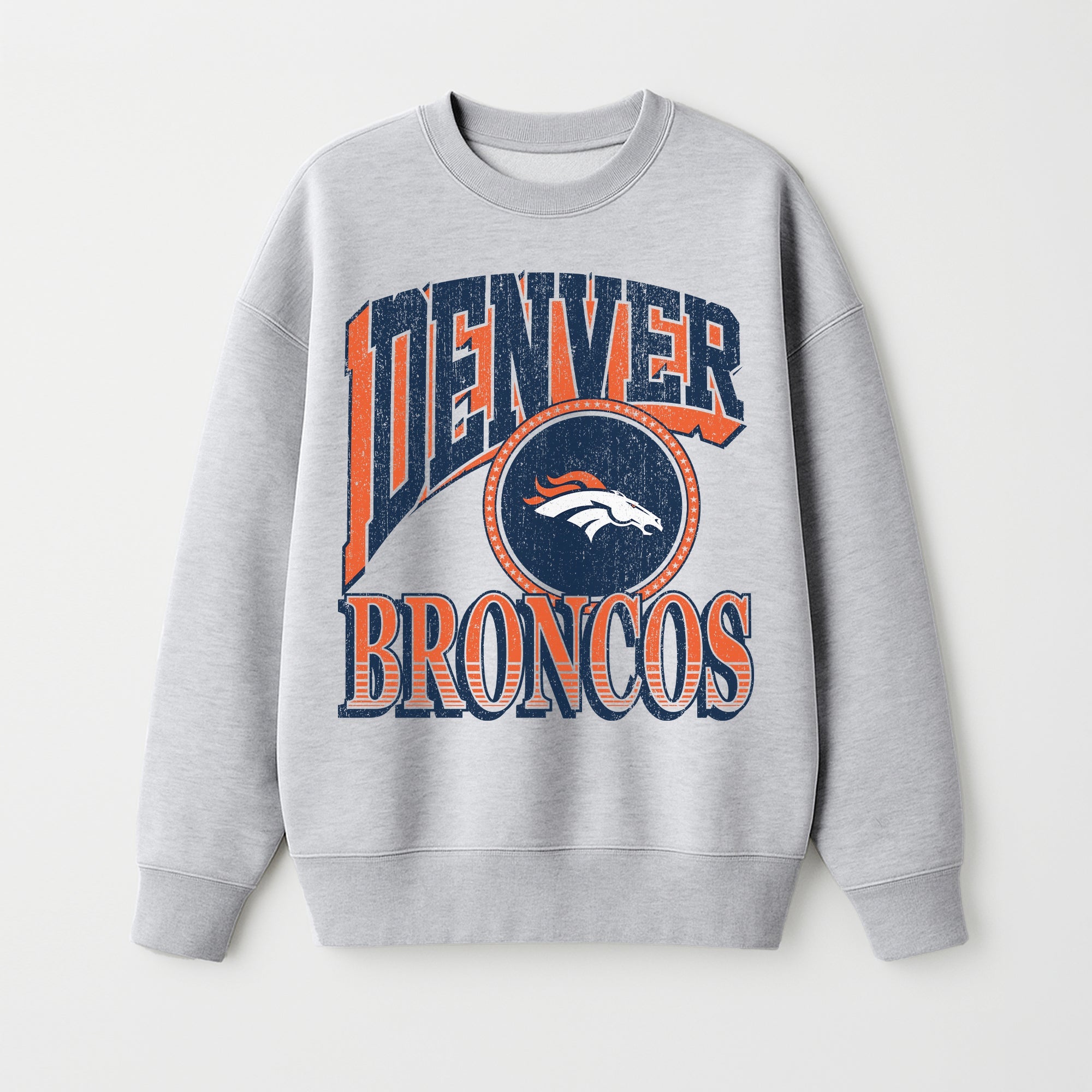 DENVER BRONCOS GAME ON PREMIUM FLEECE DROP SHOULDER CREWNECK PULLOVER