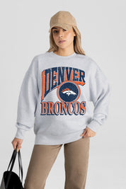 DENVER BRONCOS GAME ON PREMIUM FLEECE DROP SHOULDER CREWNECK PULLOVER