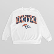 DENVER BRONCOS SWEET PLAY PREMIUM FLEECE DROP SHOULDER CREWNECK PULLOVER