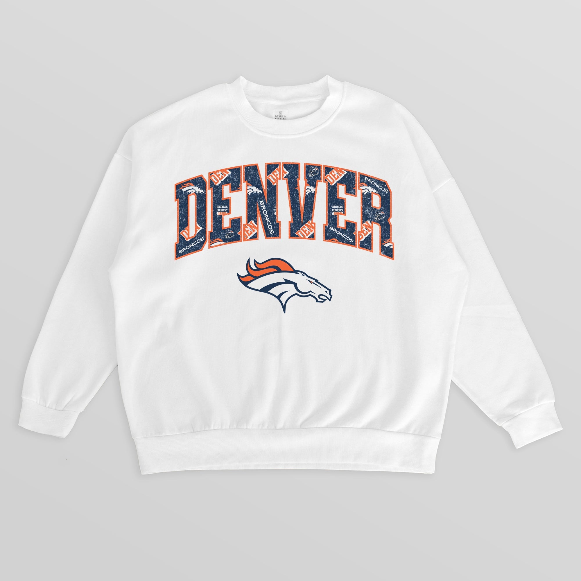 DENVER BRONCOS SWEET PLAY PREMIUM FLEECE DROP SHOULDER CREWNECK PULLOVER