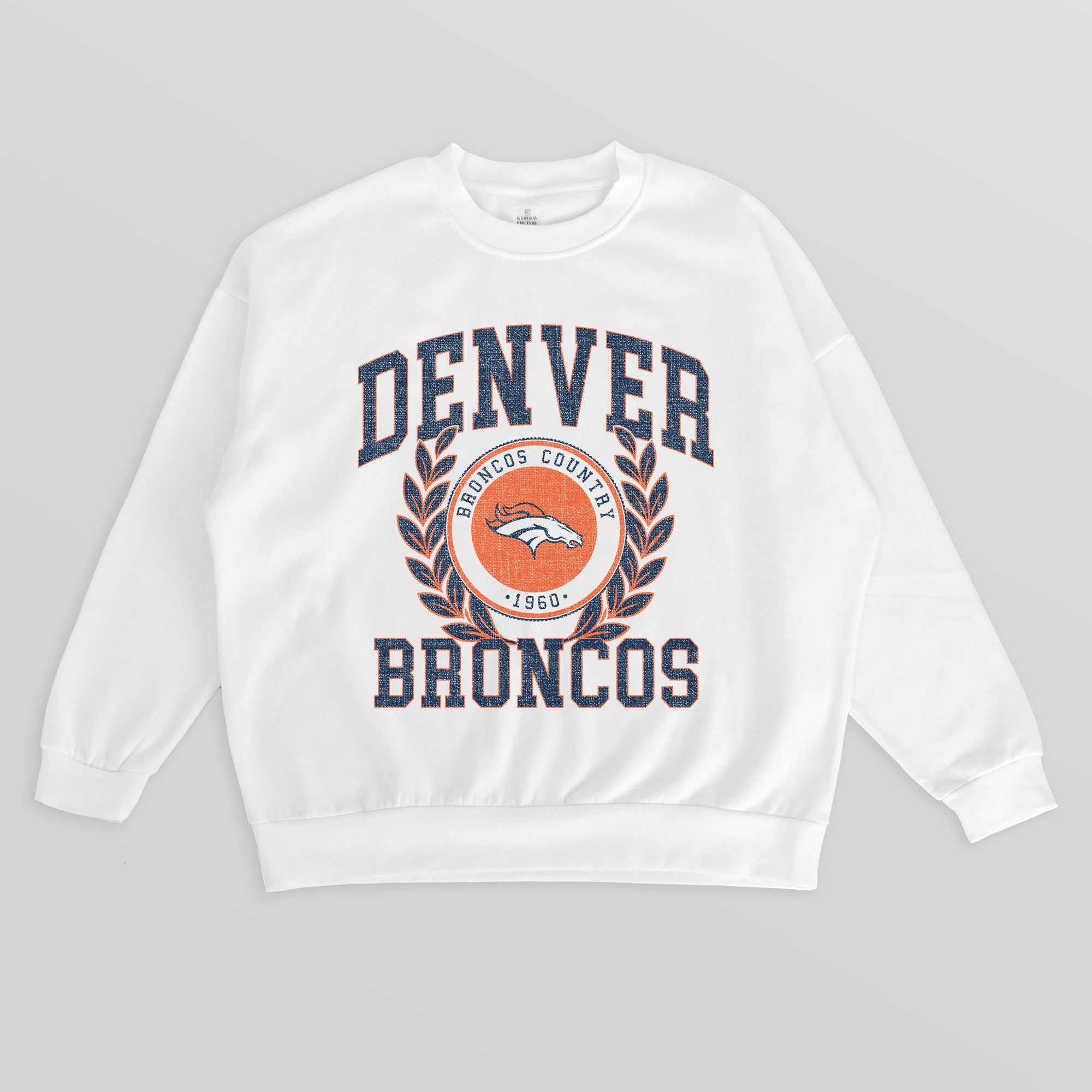 DENVER BRONCOS GOLD STANDARD PREMIUM FLEECE DROP SHOULDER CREWNECK PULLOVER