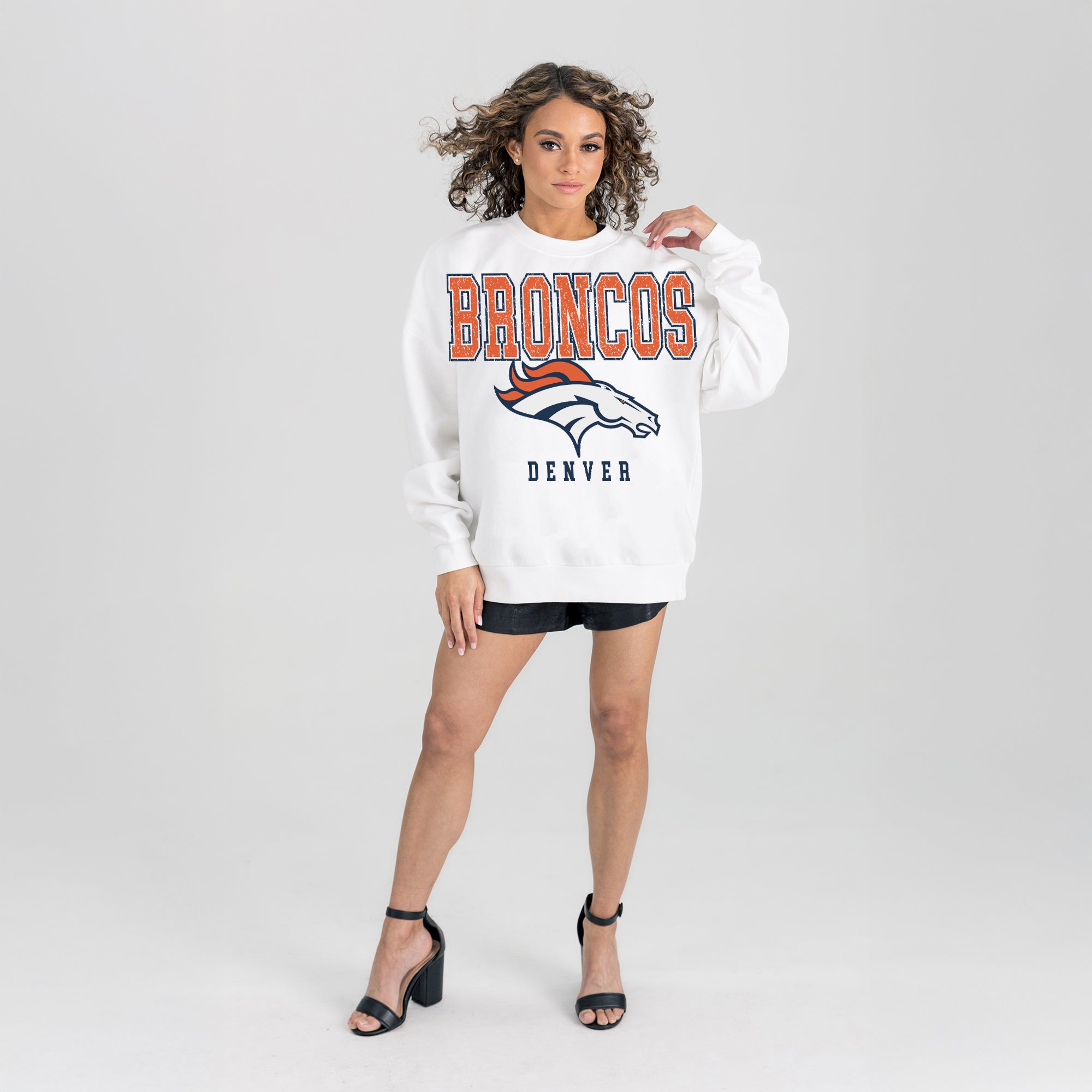 DENVER BRONCOS Sunday Drives Fleece Crewneck Pullover