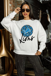 DETROIT LIONS WILD BREAKTHROUGH PREMIUM FLEECE CREWNECK PULLOVER
