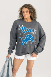 DETROIT LIONS READY TO RUMBLE PREMIUM FLEECE DROP SHOULDER CREWNECK PULLOVER