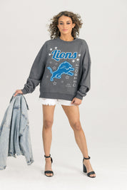 DETROIT LIONS READY TO RUMBLE PREMIUM FLEECE DROP SHOULDER CREWNECK PULLOVER