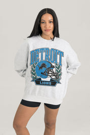 DETROIT LIONS HERITAGE PREMIUM FLEECE DROP SHOULDER CREWNECK PULLOVER