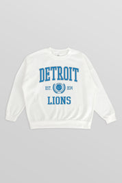 DETROIT LIONS TIMELESS TRIUMPH PREMIUM FLEECE DROP SHOULDER CREWNECK PULLOVER