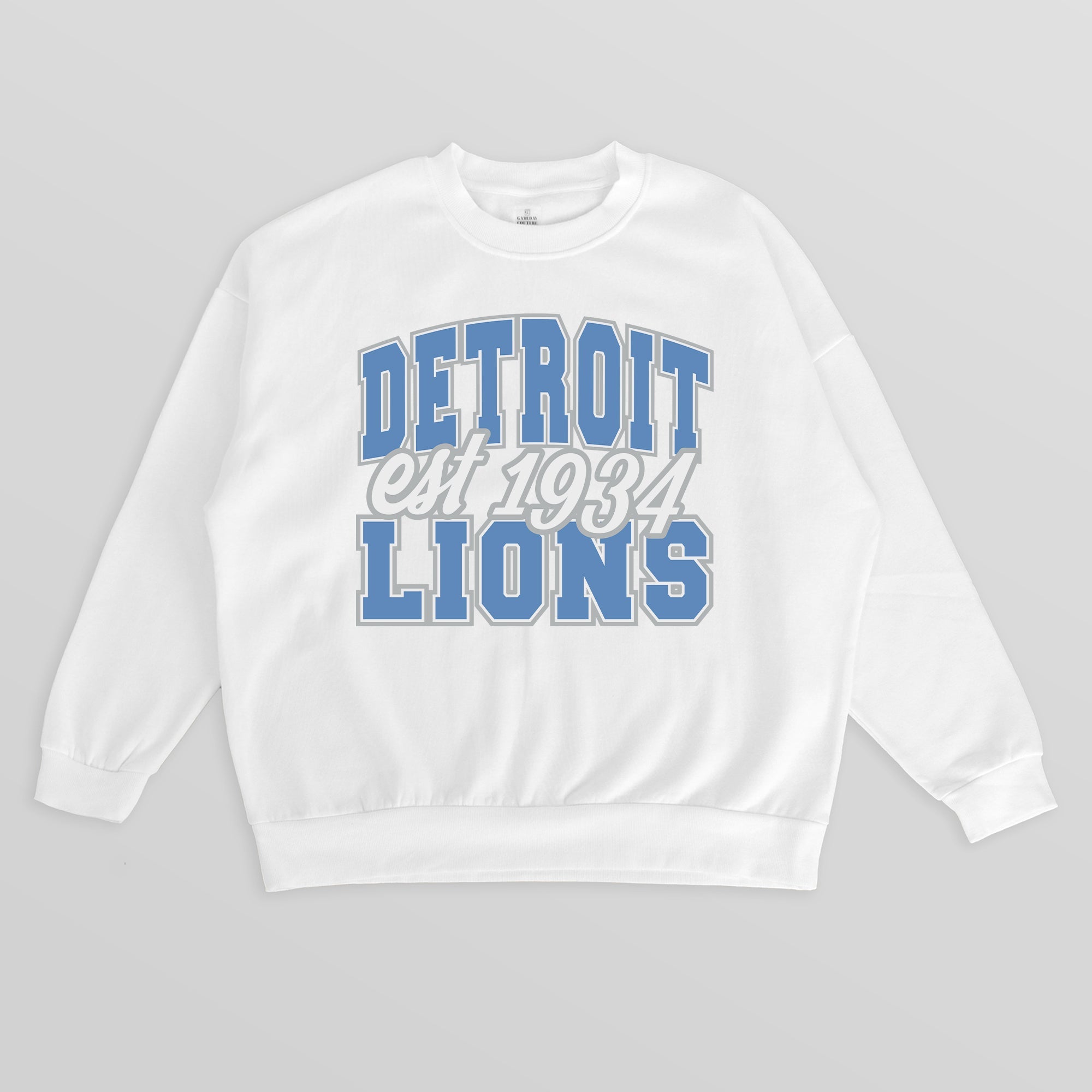 DETROIT LIONS FADED FORMATION PREMIUM FLEECE CREWNECK PULLOVER