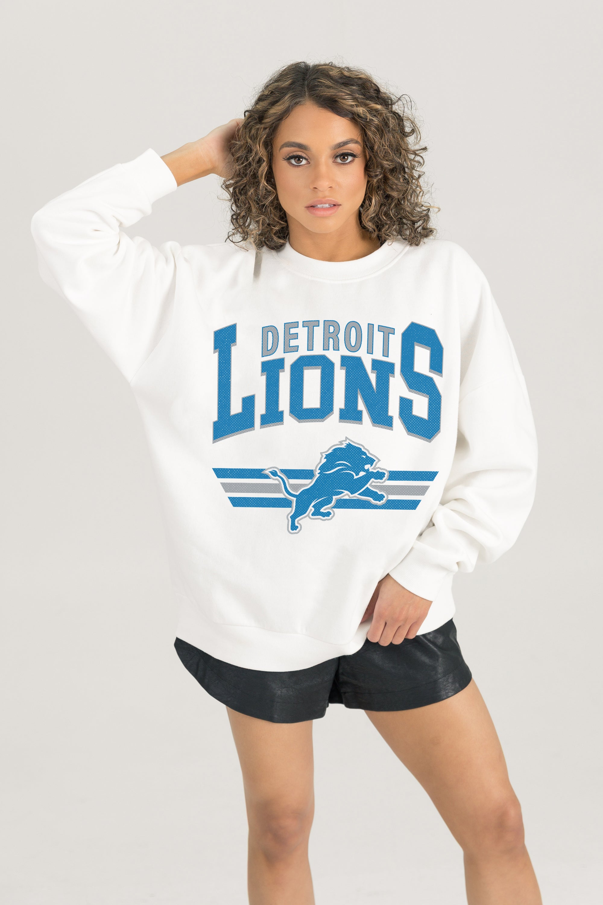 DETROIT LIONS SWIFT STRIKE PREMIUM FLEECE CREWNECK PULLOVER