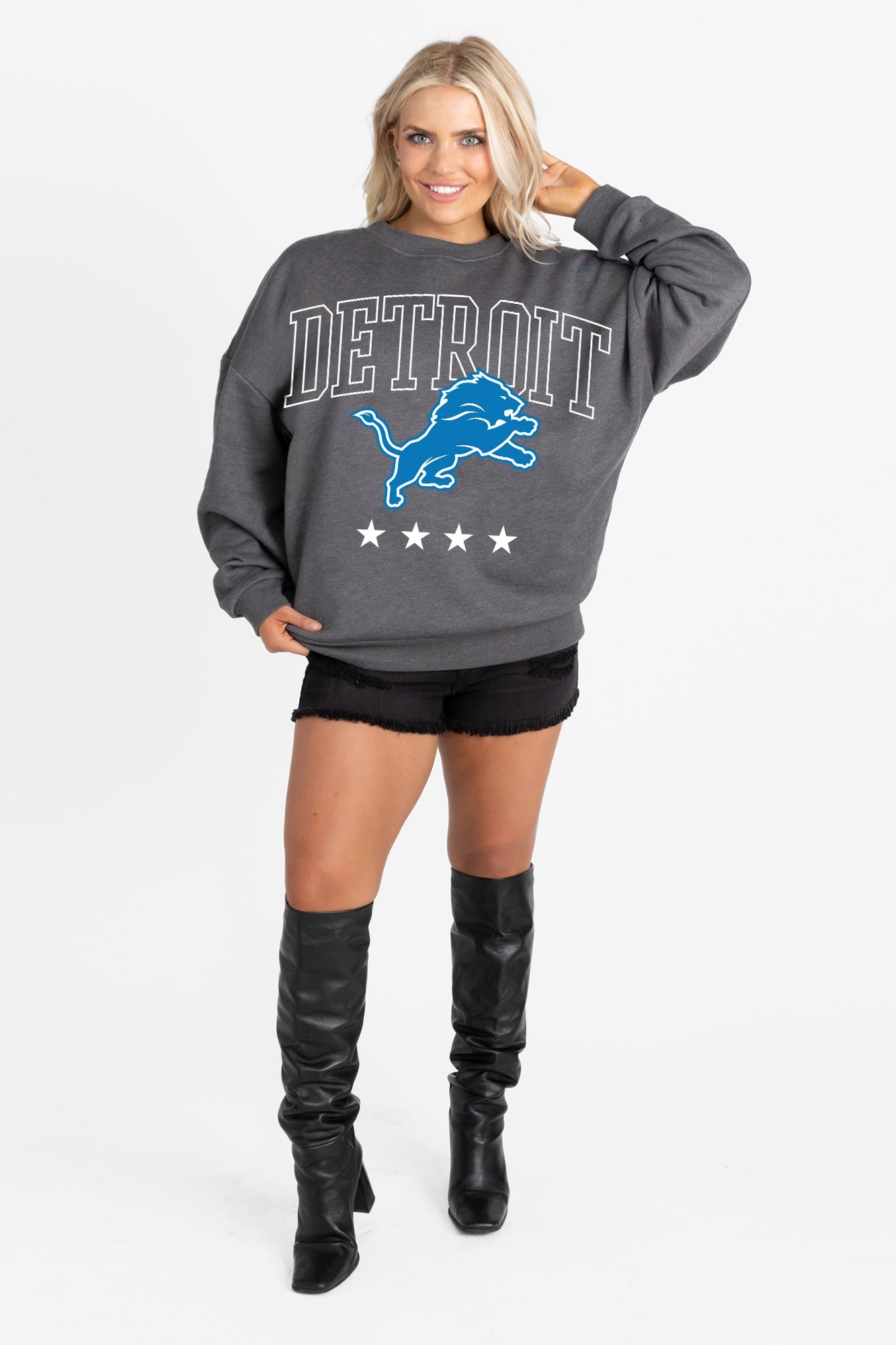 DETROIT LIONS RISING STAR PREMIUM FLEECE CREWNECK PULLOVER