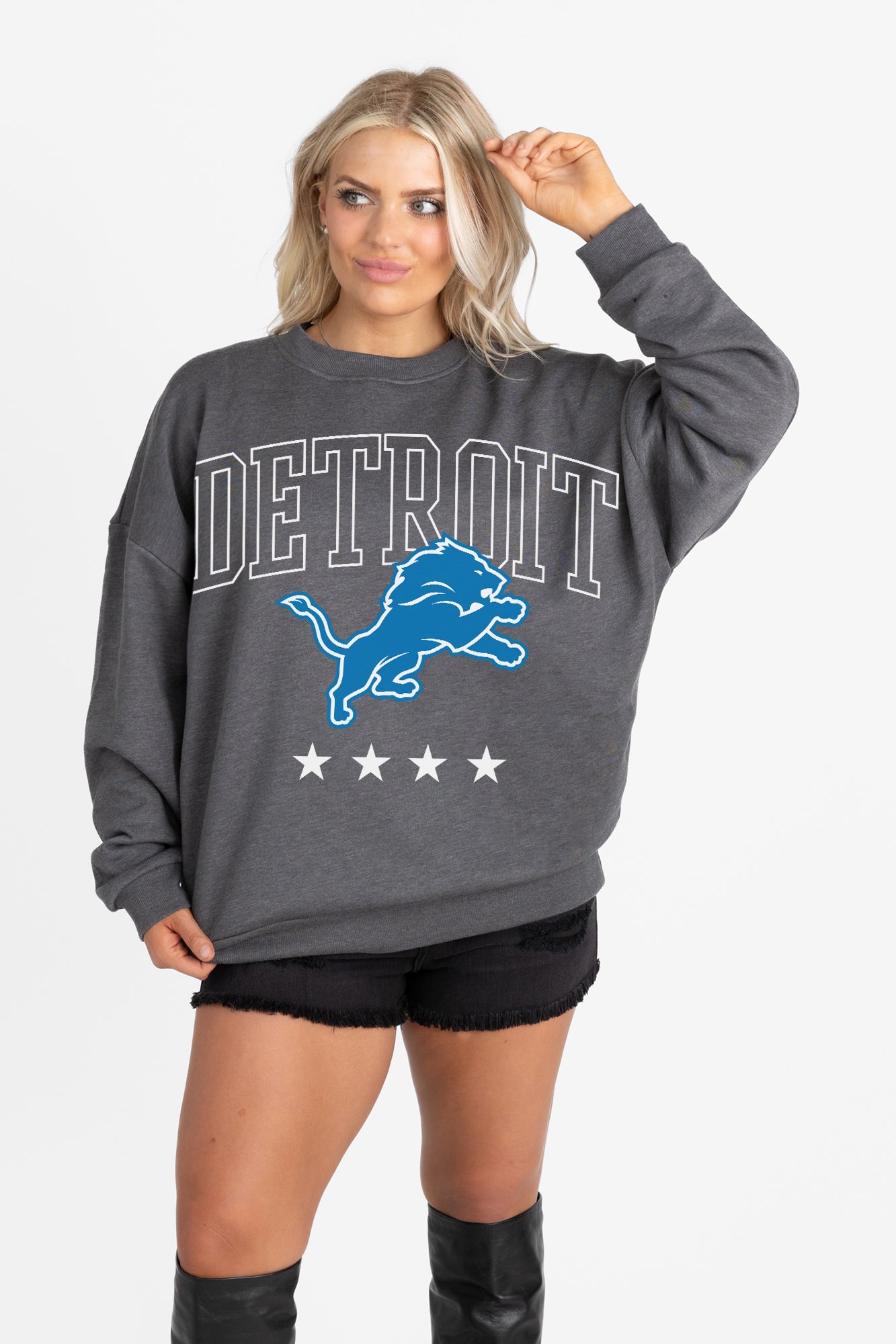 DETROIT LIONS RISING STAR PREMIUM FLEECE CREWNECK PULLOVER