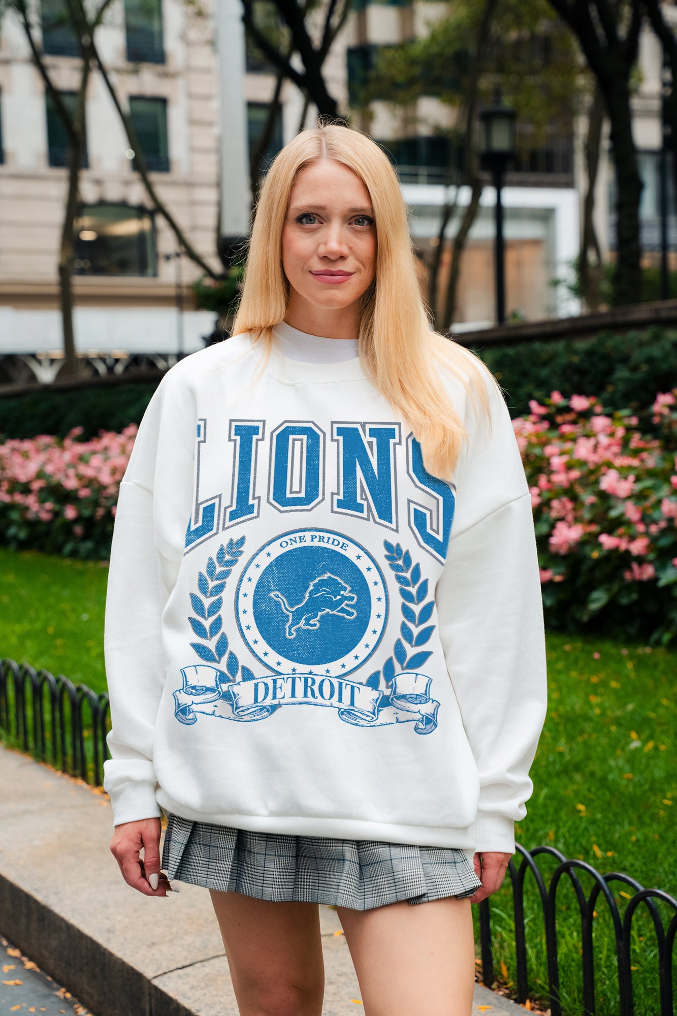 DETROIT LIONS STAY COOL PREMIUM FLEECE CREWNECK PULLOVER