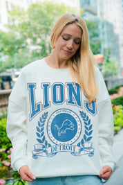 DETROIT LIONS STAY COOL PREMIUM FLEECE CREWNECK PULLOVER