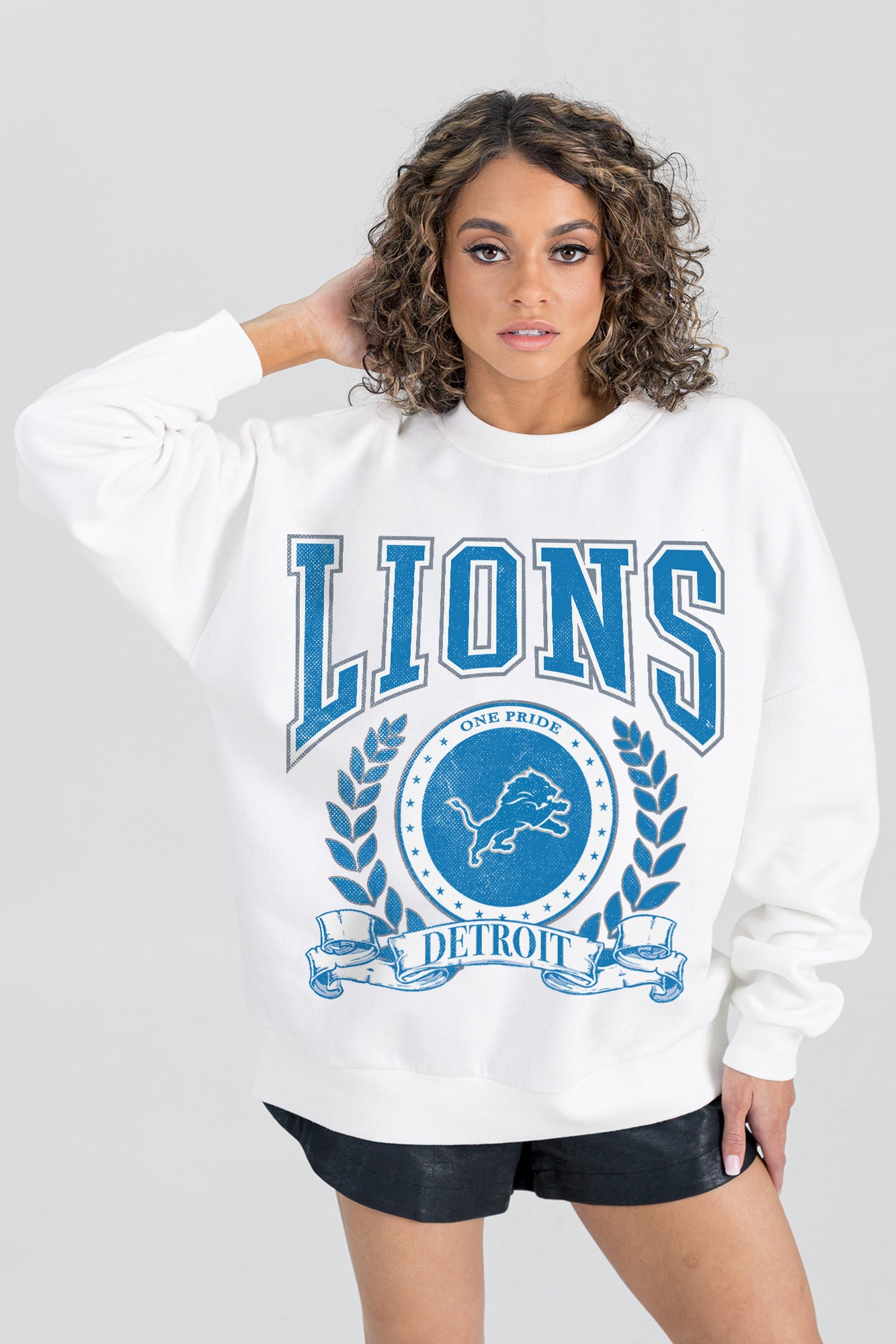DETROIT LIONS STAY COOL PREMIUM FLEECE CREWNECK PULLOVER