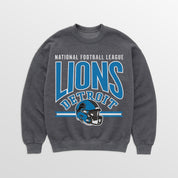 DETROIT LIONS KICKOFF CLASSIC PREMIUM FLEECE DROP SHOULDER CREWNECK PULLOVER