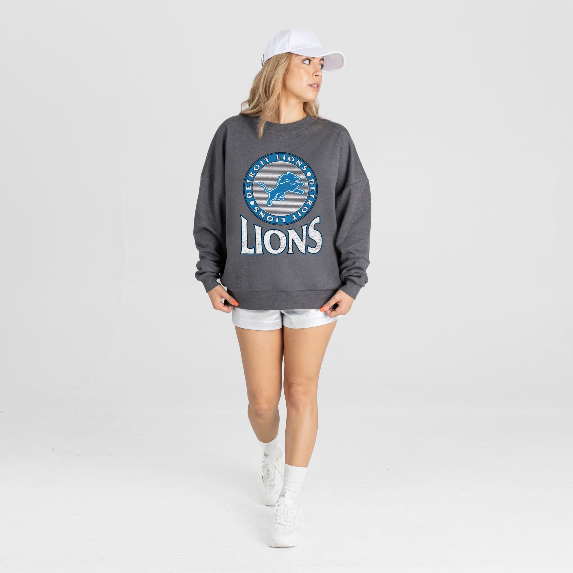 DETROIT LIONS SATURDAY SEAL PREMIUM FLEECE DROP SHOULDER CREWNECK PULLOVER