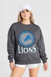 DETROIT LIONS SATURDAY SEAL PREMIUM FLEECE DROP SHOULDER CREWNECK PULLOVER