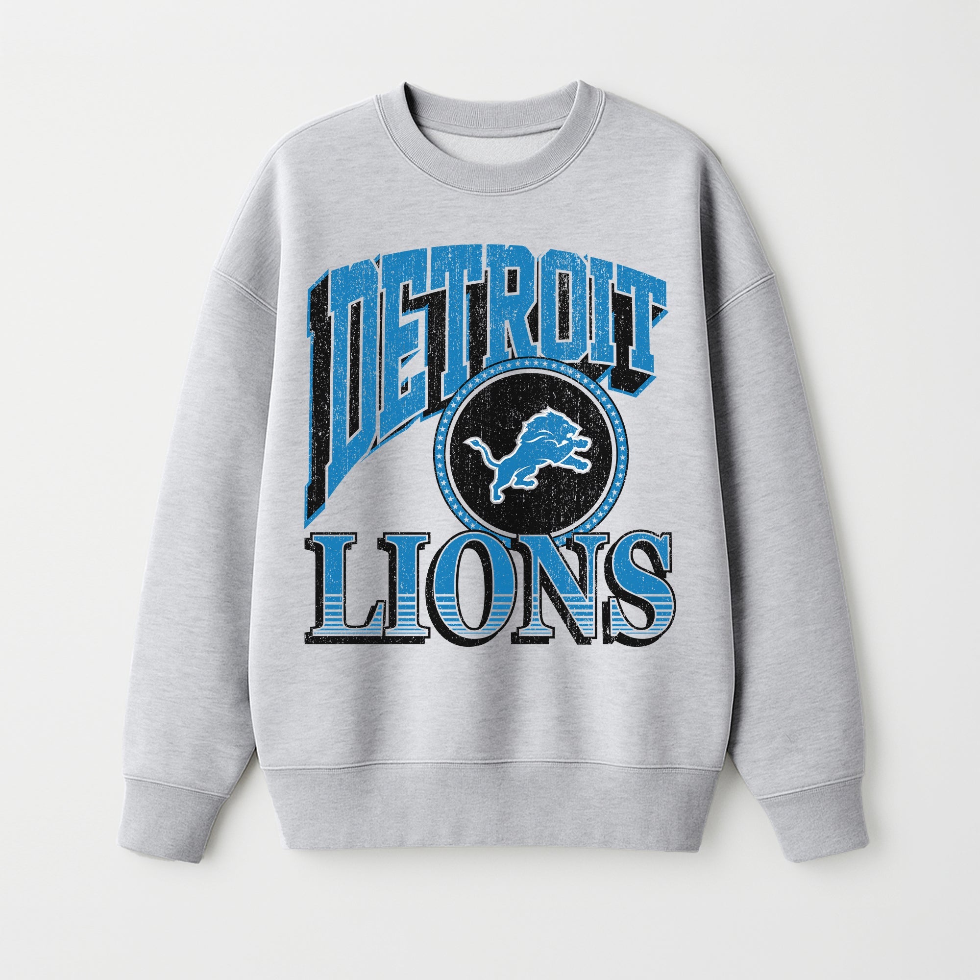 DETROIT LIONS GAME ON PREMIUM FLEECE DROP SHOULDER CREWNECK PULLOVER