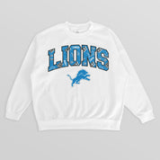 DETROIT LIONS SWEET PLAY PREMIUM FLEECE DROP SHOULDER CREWNECK PULLOVER
