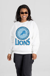 DETROIT LIONS ENDZONE PREMIUM FLEECE DROP SHOULDER CREWNECK PULLOVER