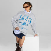 DETROIT LIONS INSTANT CLASSIC PREMIUM FLEECE DROP SHOULDER CREWNECK PULLOVER