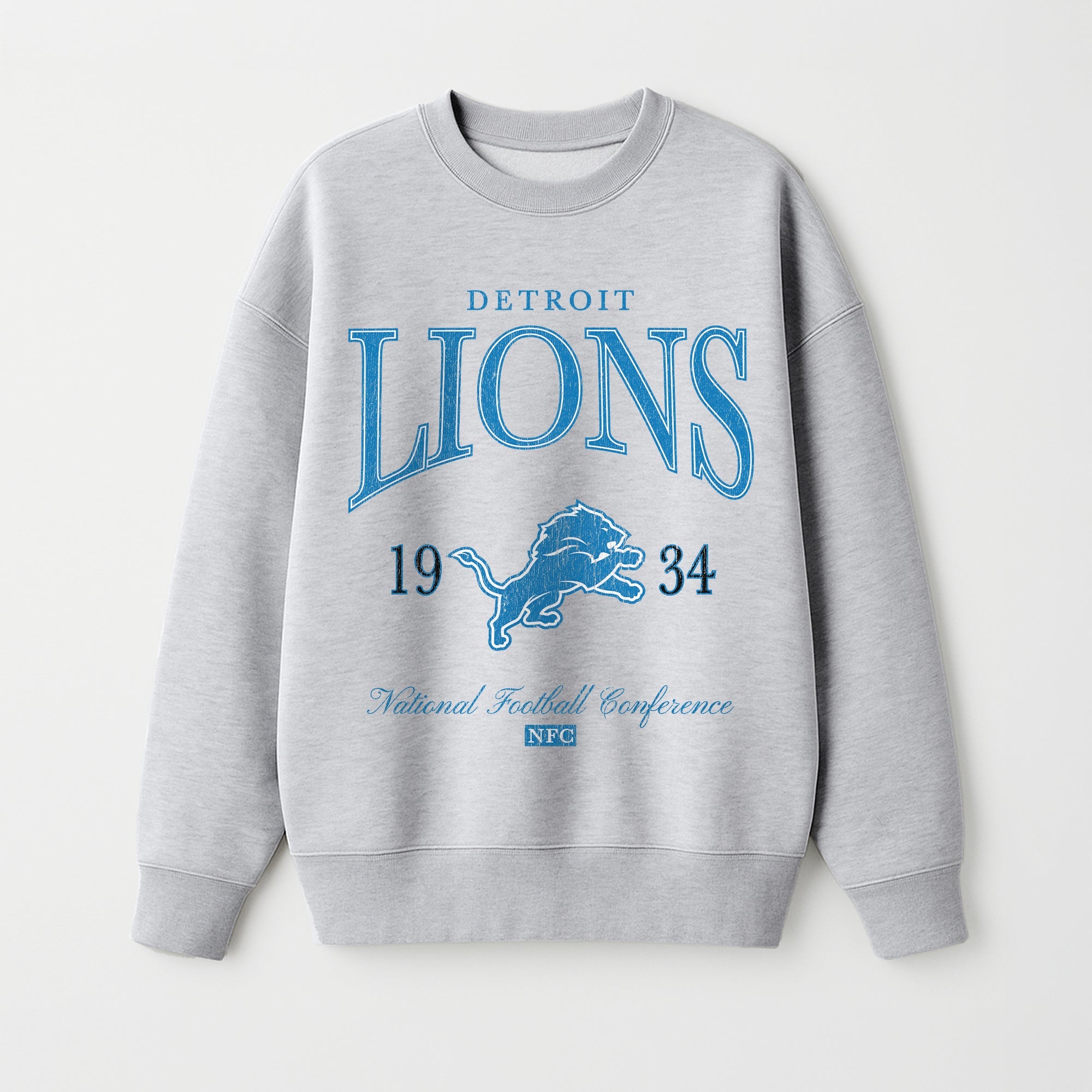 DETROIT LIONS INSTANT CLASSIC PREMIUM FLEECE DROP SHOULDER CREWNECK PULLOVER