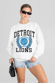 DETROIT LIONS GOLD STANDARD PREMIUM FLEECE DROP SHOULDER CREWNECK PULLOVER