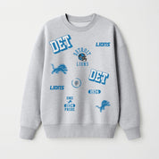 DETROIT LIONS ALL IN REPEAT PREMIUM FLEECE DROP SHOULDER CREWNECK PULLOVER