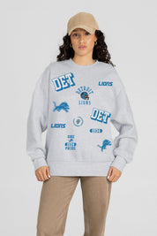 DETROIT LIONS ALL IN REPEAT PREMIUM FLEECE DROP SHOULDER CREWNECK PULLOVER
