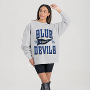 DUKE BLUE DEVILS PENNANT PRIDE PREMIUM FLEECE DROP SHOULDER CREWNECK PULLOVER