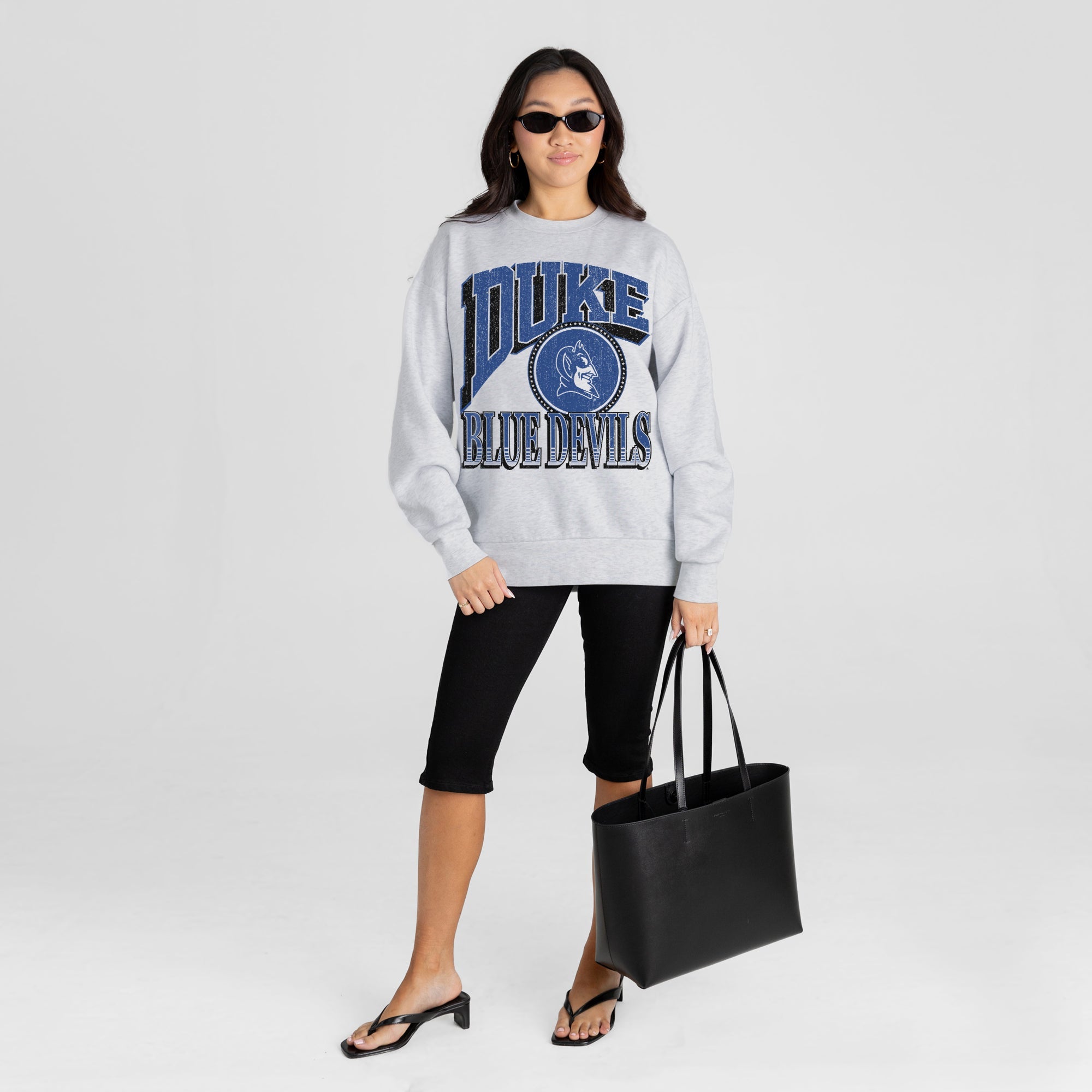DUKE BLUE DEVILS GAME ON PREMIUM FLEECE DROP SHOULDER CREWNECK PULLOVER