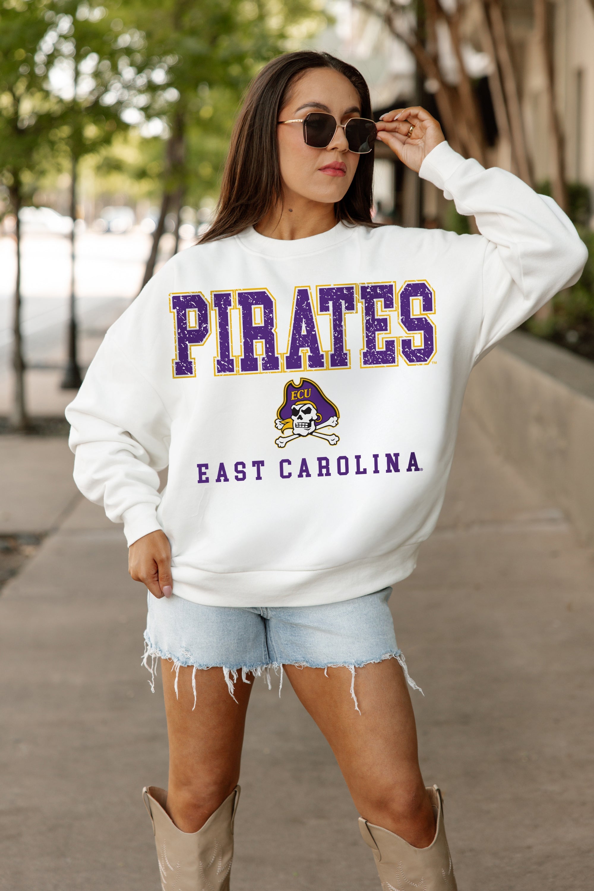 EAST CAROLINA PIRATES FREESTYLE PREMIUM FLEECE CREWNECK PULLOVER
