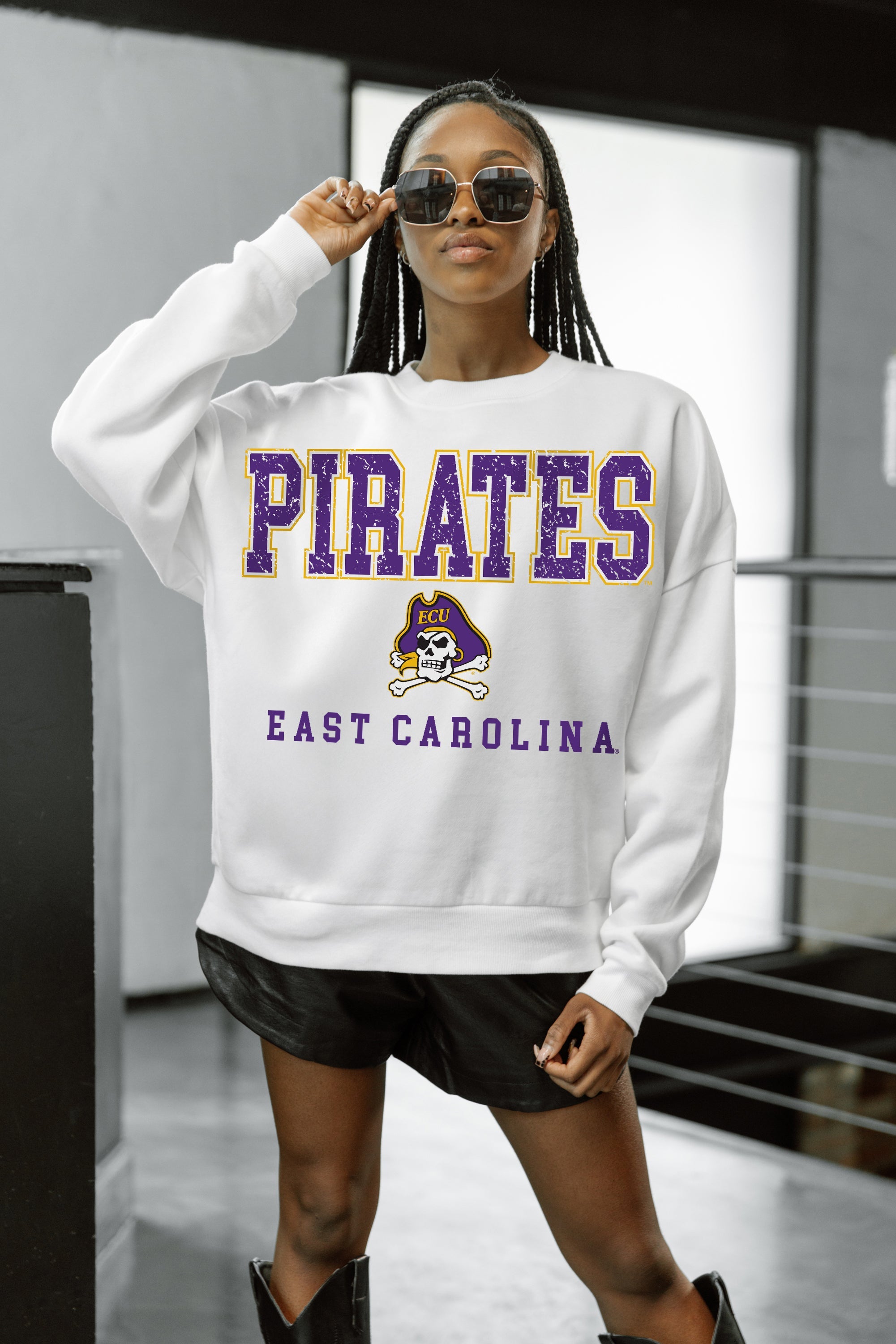 EAST CAROLINA PIRATES FREESTYLE PREMIUM FLEECE CREWNECK PULLOVER