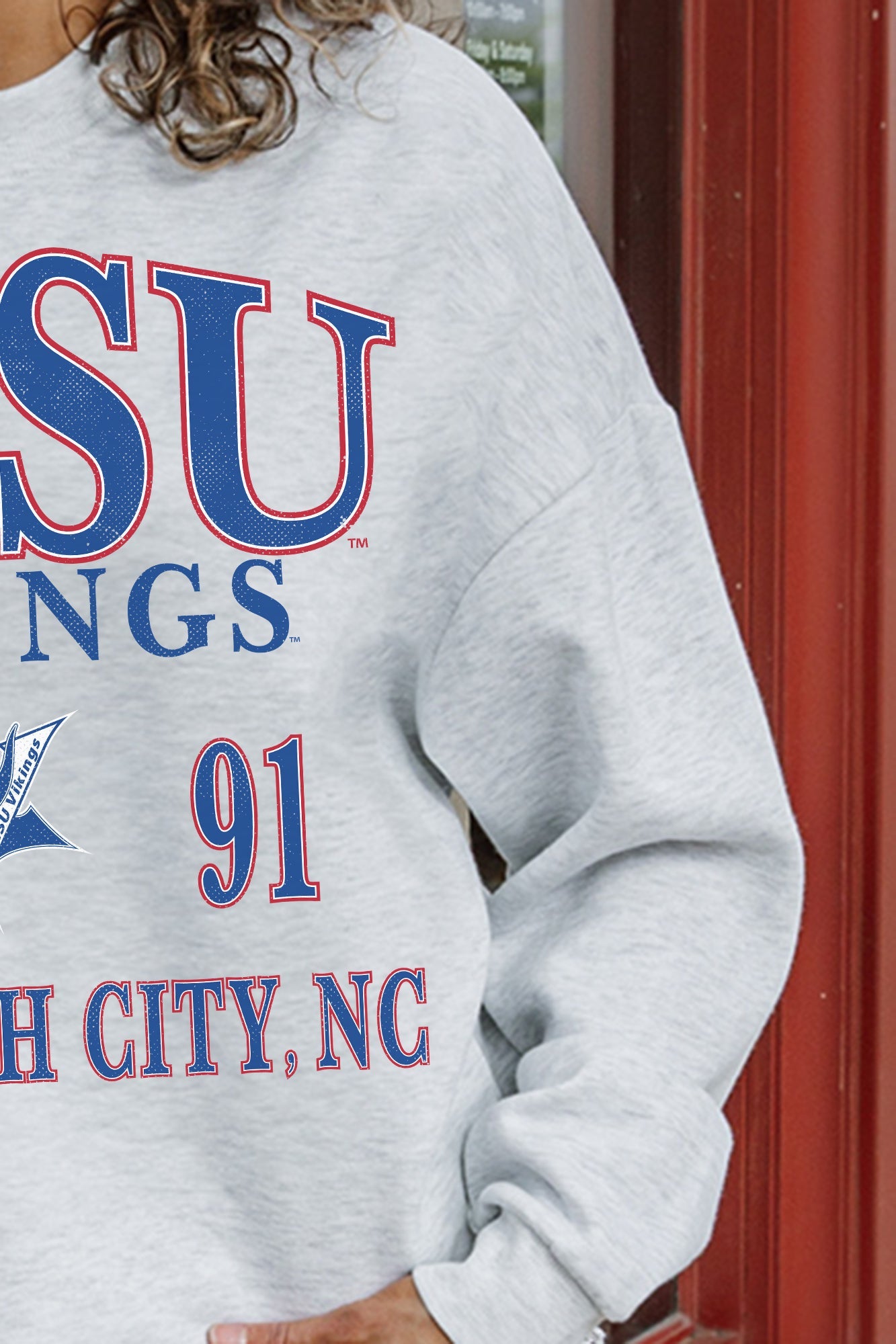 ELIZABETH CITY STATE UNIVERSITY VIKINGS ALLEGIANCE PREMIUM FLEECE DROP SHOULDER CREWNECK PULLOVER