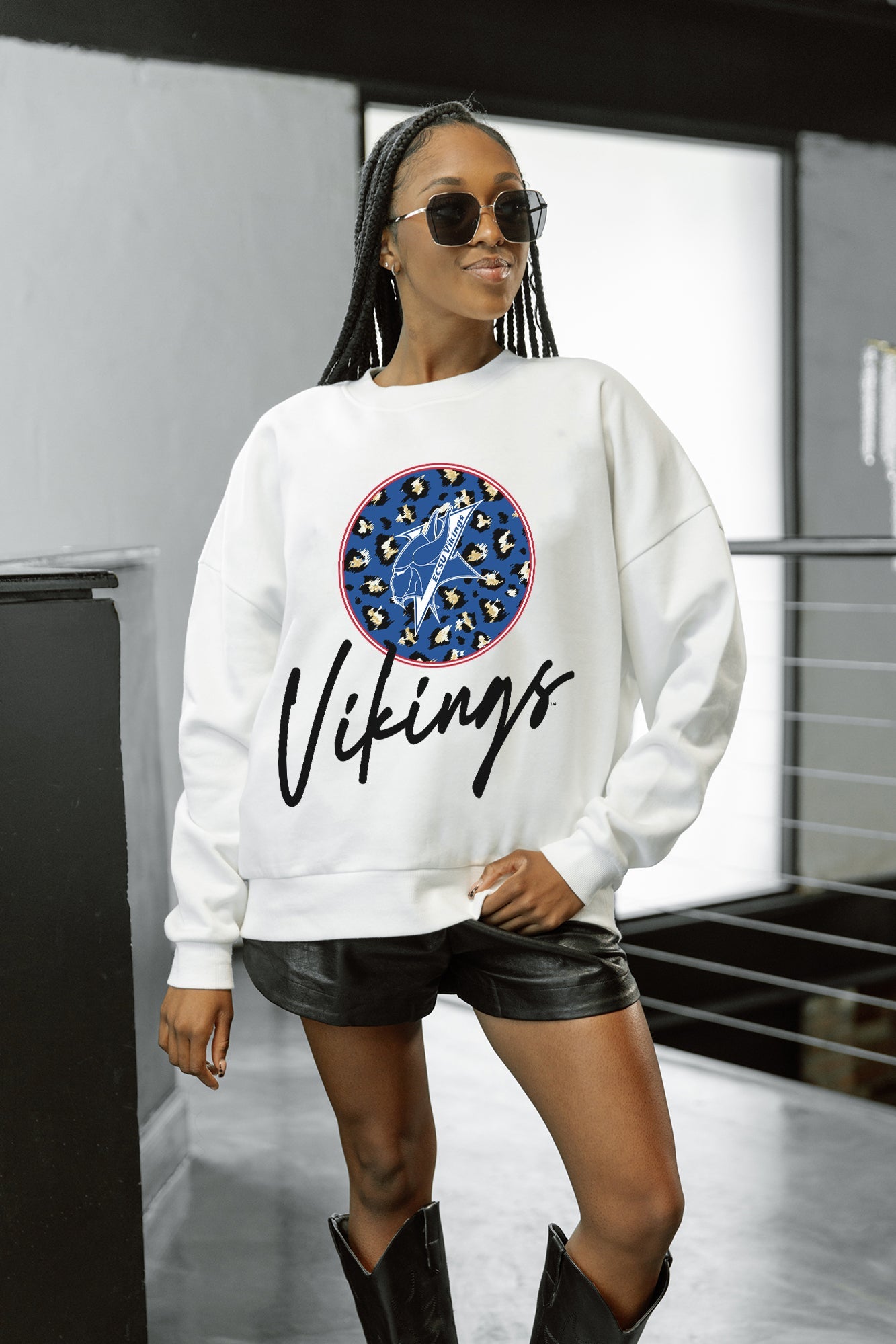 ELIZABETH CITY STATE UNIVERSITY VIKINGS WILD BREAKTHROUGH PREMIUM FLEECE CREWNECK PULLOVER