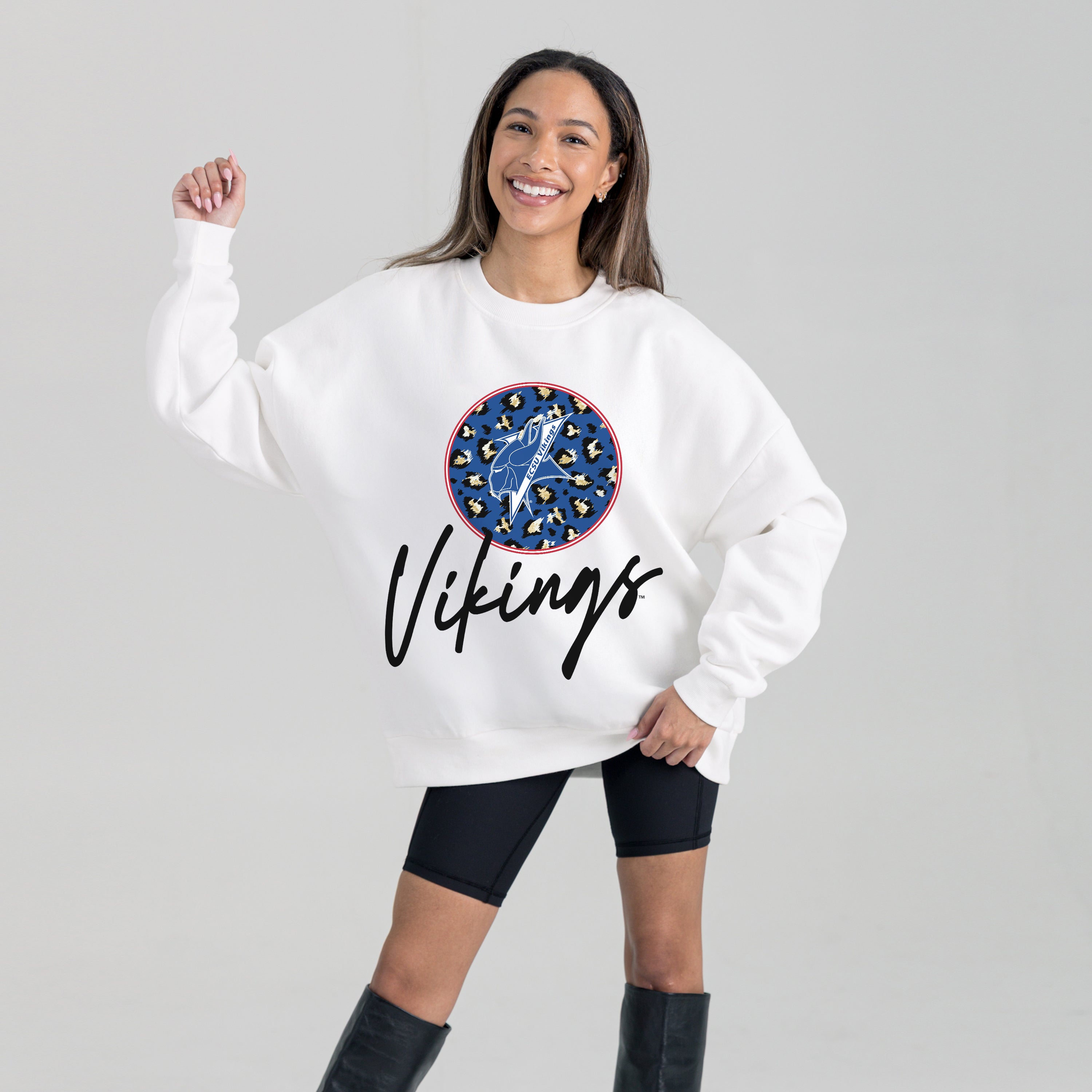 ELIZABETH CITY STATE UNIVERSITY VIKINGS WILD BREAKTHROUGH PREMIUM FLEECE CREWNECK PULLOVER