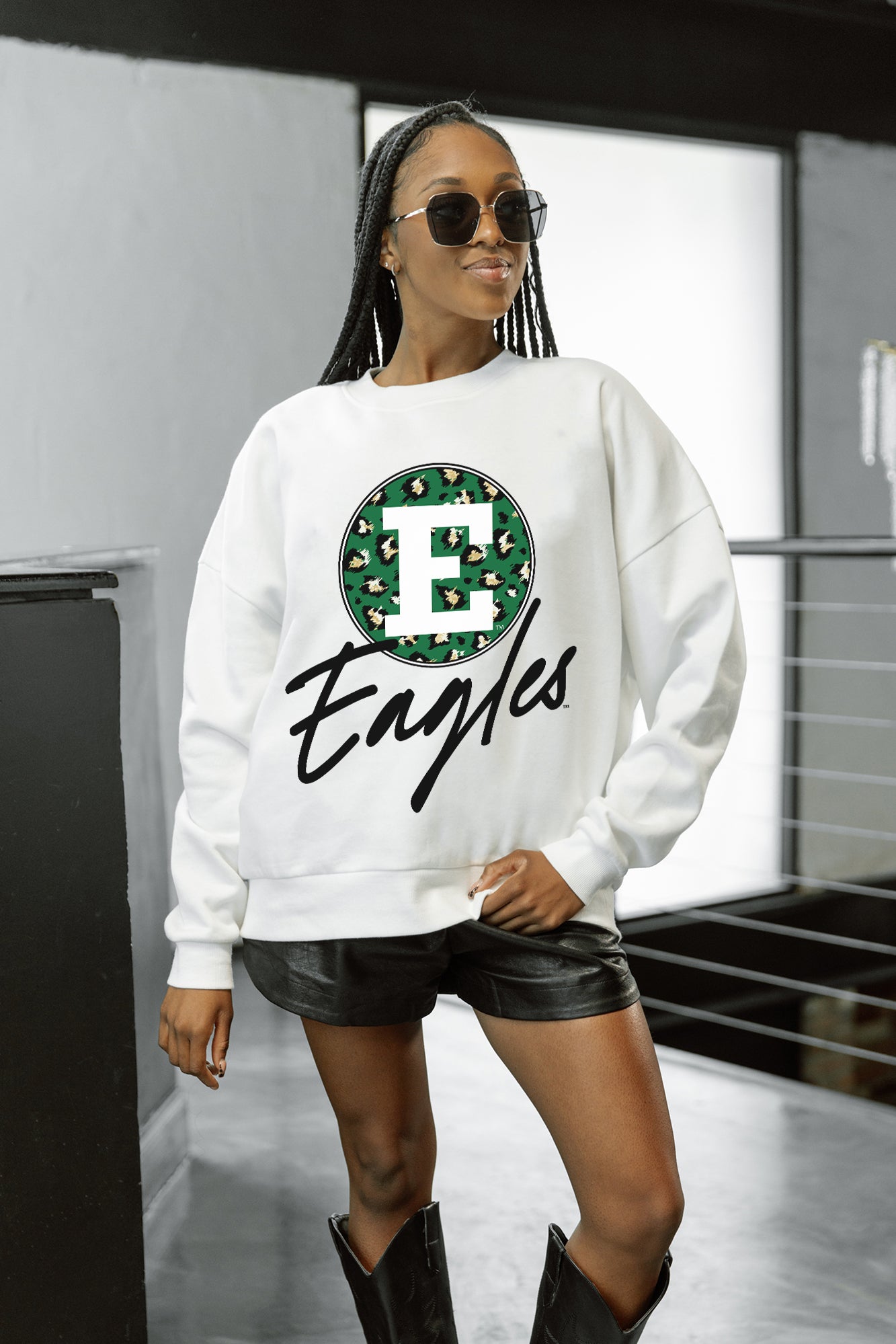 EASTERN MICHIGAN EAGLES WILD BREAKTHROUGH PREMIUM FLEECE CREWNECK PULLOVER