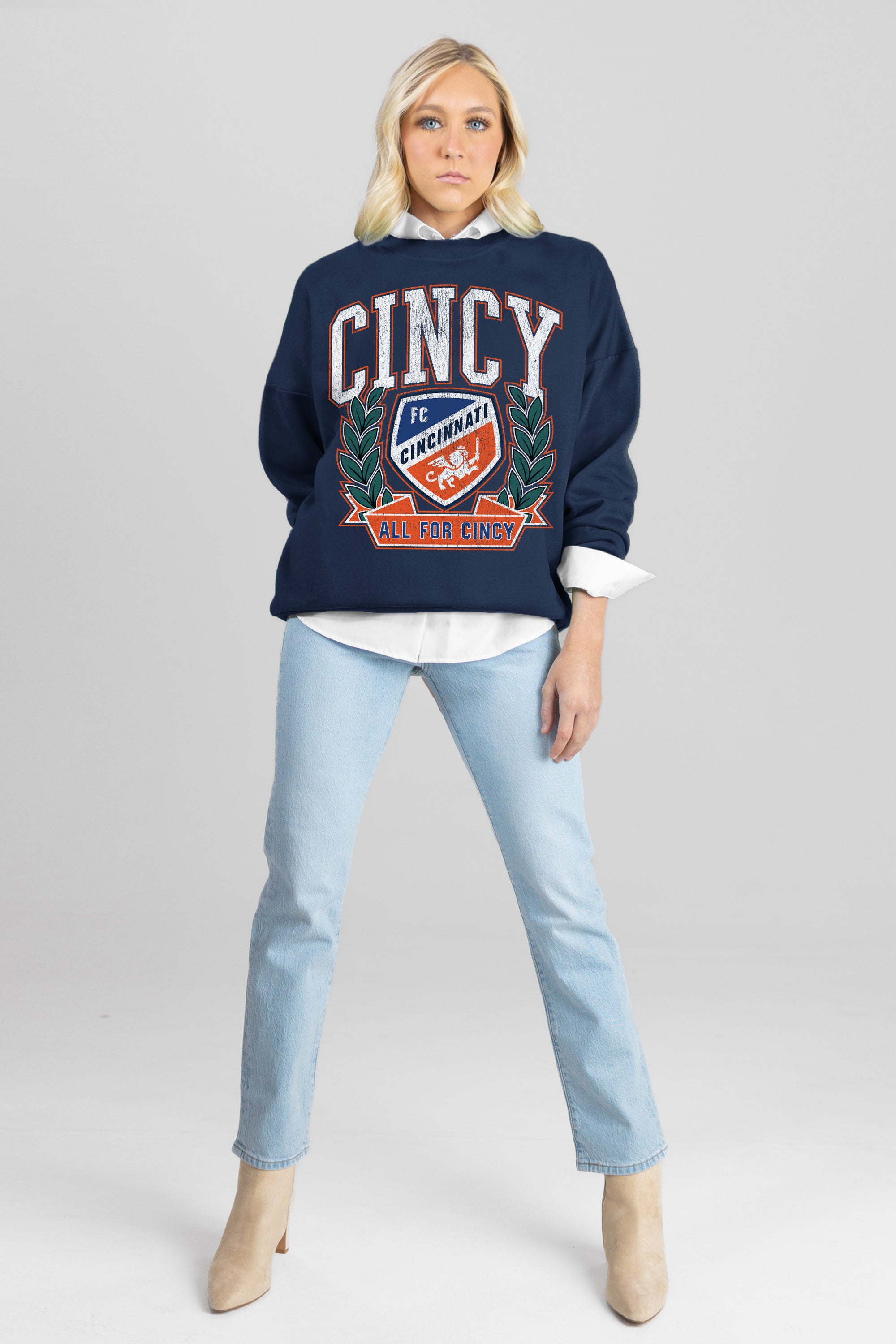 FC CINCINNATI CLASSIC ARCHIVES PREMIUM FLEECE DROP SHOULDER CREWNECK PULLOVER