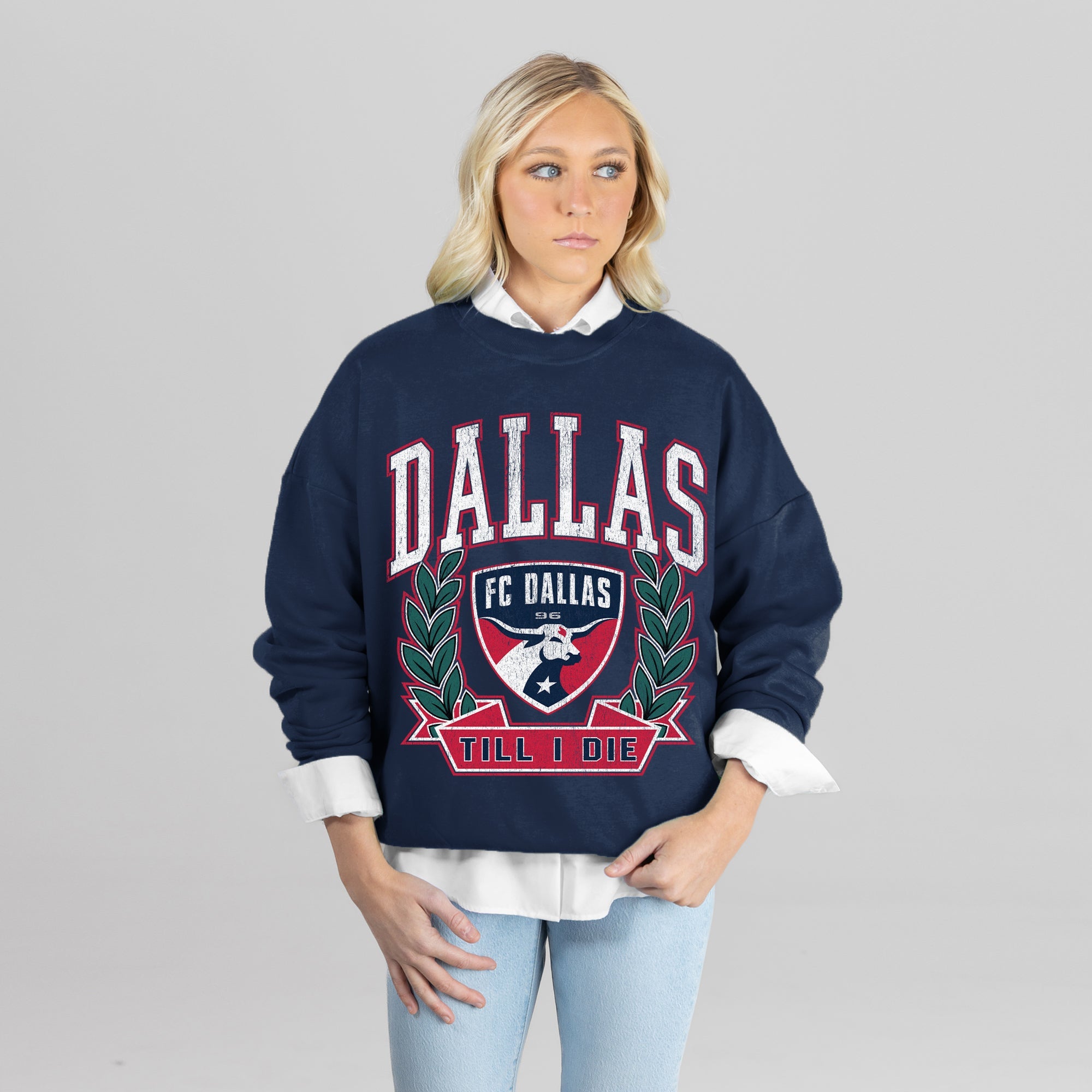 FC DALLAS CLASSIC ARCHIVES PREMIUM FLEECE DROP SHOULDER CREWNECK PULLOVER