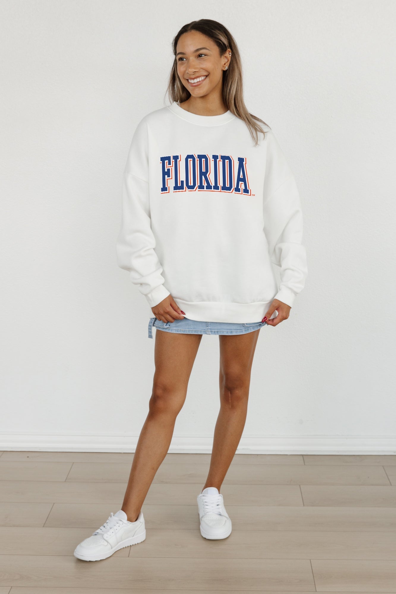 FLORIDA GATORS ALL-STAR APPEAL PREMIUM FLEECE DROP SHOULDER CREWNECK PULLOVER BY MADI PREWETT TROUTT